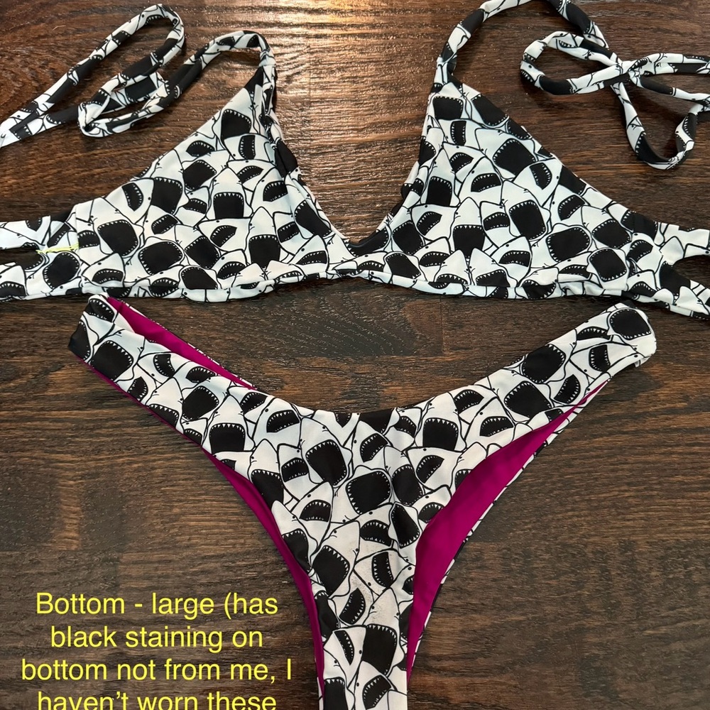 Black and White Patterned Bikini Set